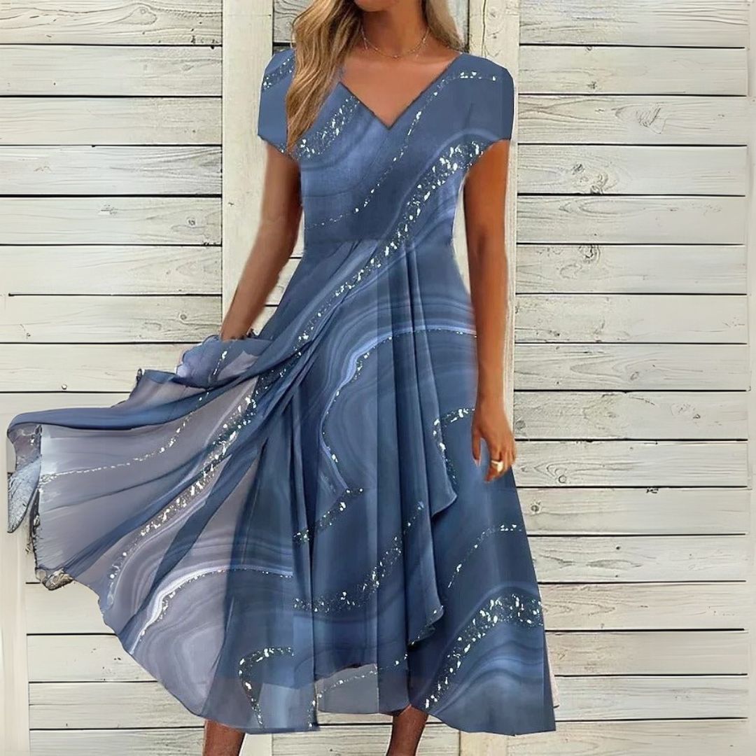 Londyn | Elegancka midi sukienka z dekoltem w kształcie V