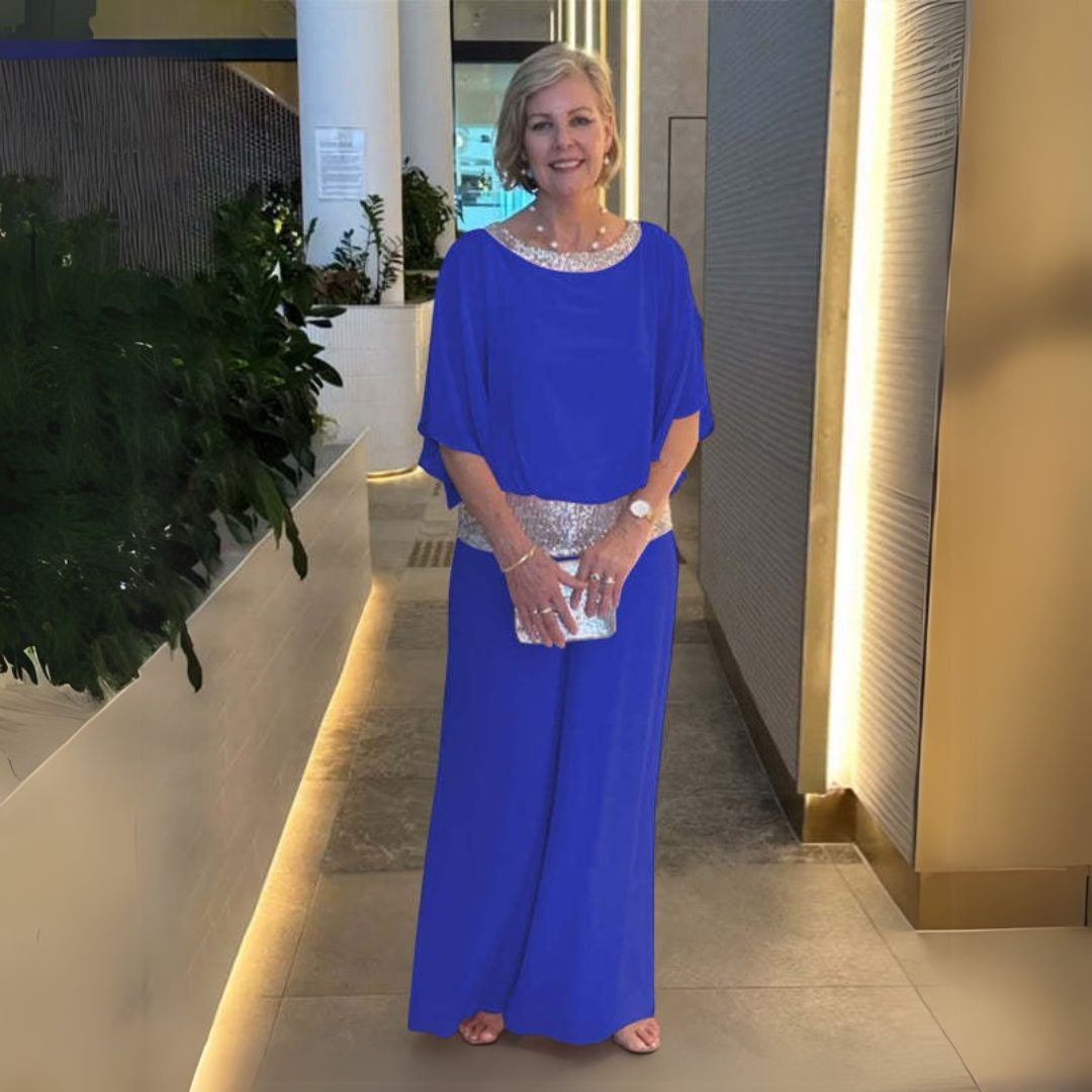 Beáta | Błyszczący dwuczęściowy zestaw na specjalne okazje