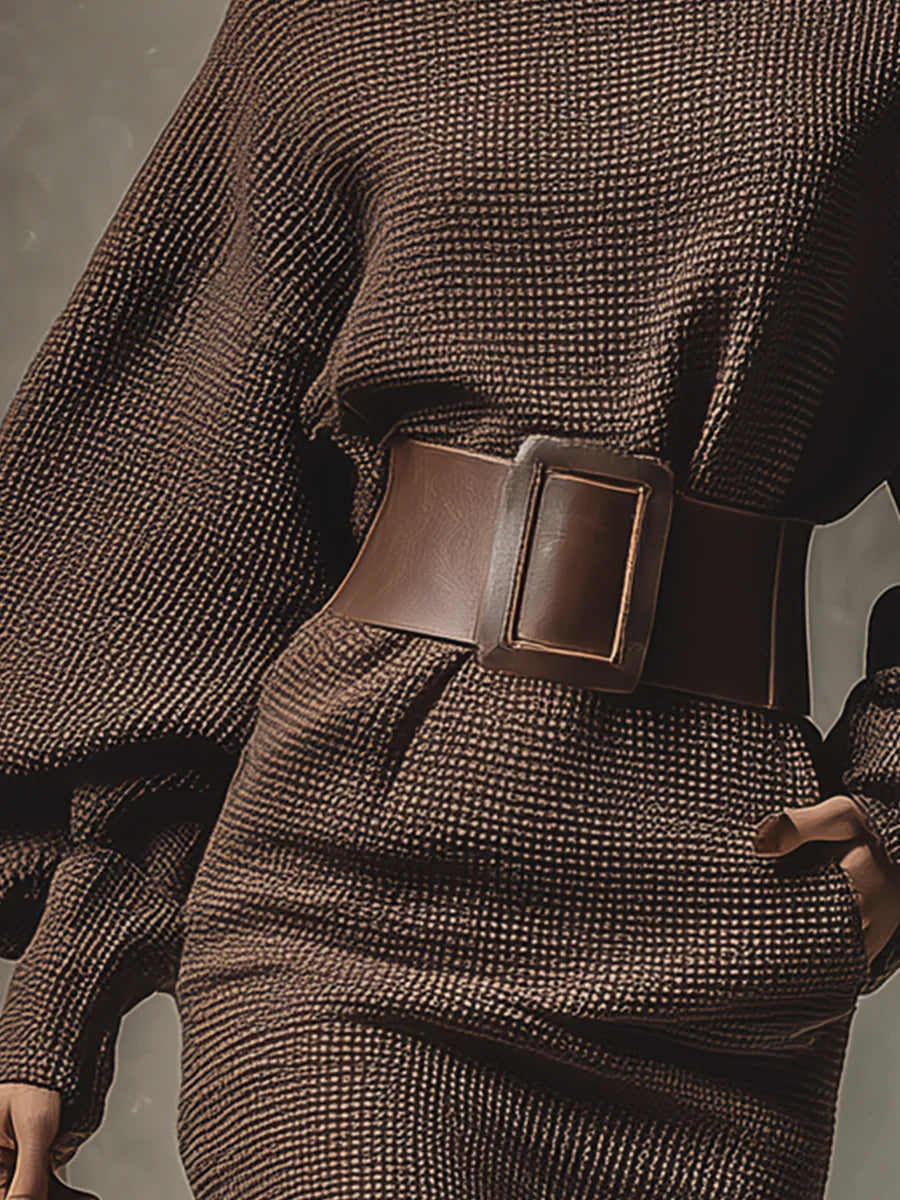 Ciemnobrązowa mini sukienka