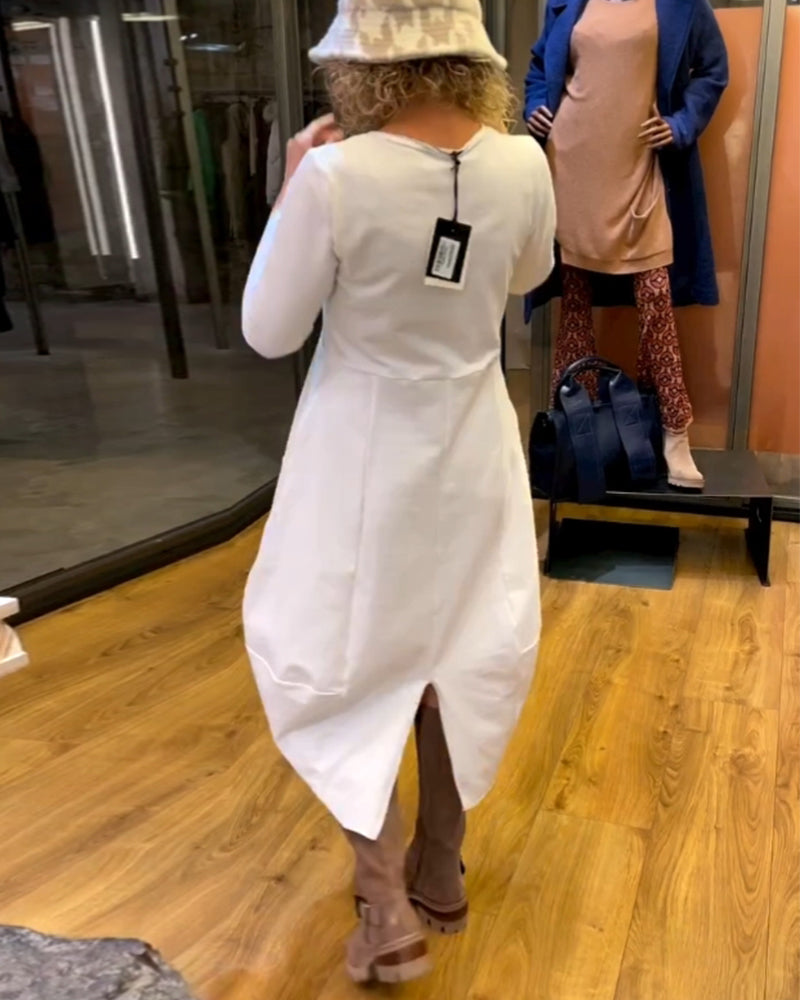 Clara | Jesienna midi sukienka z kieszeniami